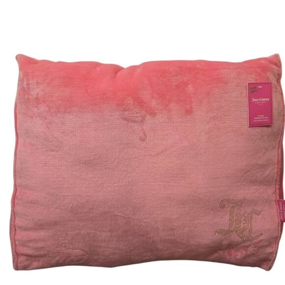 Juicy Couture Home Gold Rhinestone JC Logo Plush Wedge Pillow w/Phone Pocket - Picture 2 of 8